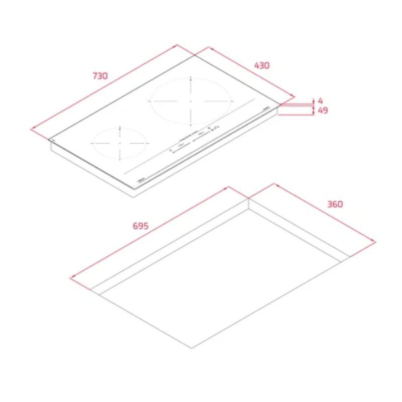 Bếp từ đôi Teka TOTAL IZC 72610 MST BK 112500059 lắp âm 5 Kích thước bếp từ đôi Teka TOTAL IZC 72610 MST BK 112500059 lắp âm