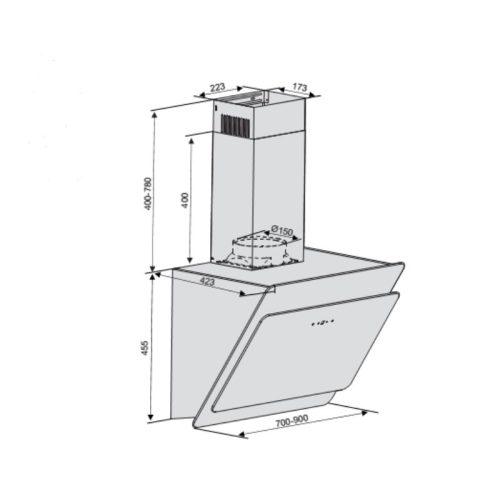 Kích thước máy hút mùi Lorca TA 6008CM-90