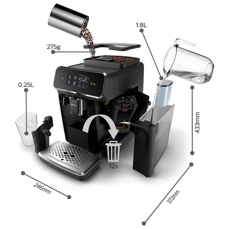 Máy pha cafe tự động Philips EP2231/40 5 Kích thước máy pha cafe tự động Philips EP2231/40