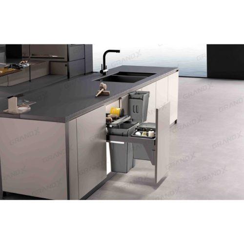Ảnh thùng rác đôi cánh kéo âm tủ GrandX XW.D30