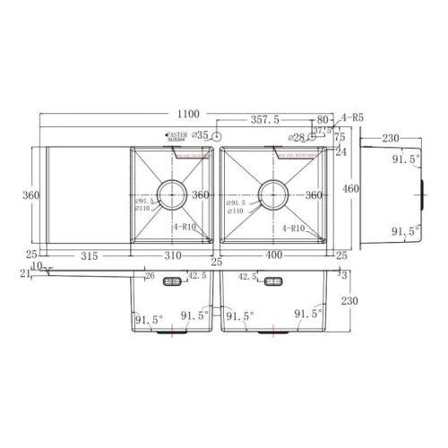 kich thuoc chau rua bat inox 2 ho faster fs 11046hls