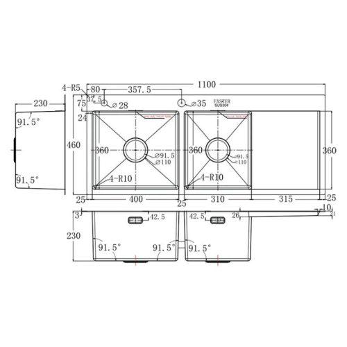 kich thuoc chau rua bat inox 2 ho faster fs 11046hms 2