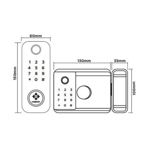 Kích thước khóa điện tử Hyundai HY-SLN002 Black