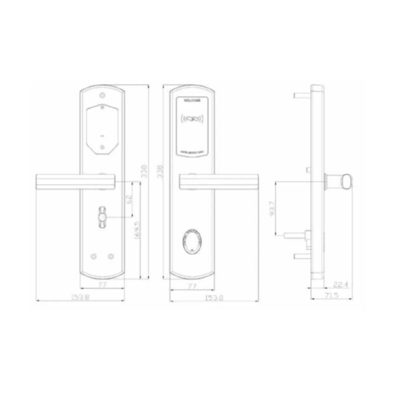 Khóa điện tử khách sạn Hyundai HY-HL04 Silver 4 Kích thước khóa điện tử khách sạn Hyundai HY-HL04 Silver