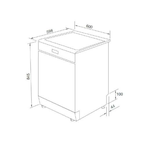 Máy rửa bát độc lập Tomate TOM 4304‐W15 7 kich thuoc may rua bat tomate tom 4304‐w15