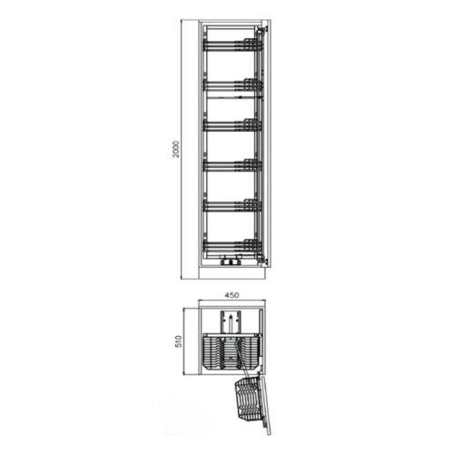 Tủ đồ khô nan dẹt SUS304 cánh mở GrandX XPR.450S 5 Kích thước tủ đồ khô nan dẹt SUS304 cánh mở GrandX XPR.450S