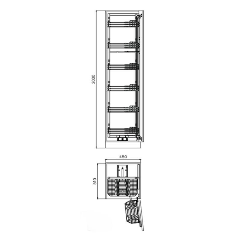 Tủ đồ khô nan dẹt SUS304 cánh mở GrandX XPR.450S 4 Kích thước tủ đồ khô nan dẹt SUS304 cánh mở GrandX XPR.450S