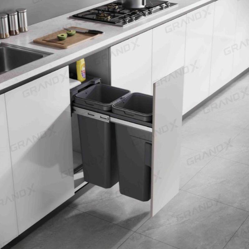 Thùng rác đôi gắn cánh kéo âm tủ GrandX XW.D30MD 3 Thùng rác đôi gắn cánh kéo âm tủ GrandX XW.D30MD