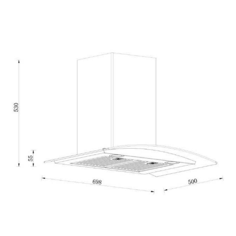 Máy hút mùi kính cong áp tường GrandX GX H70C55B 4 Máy hút mùi kính cong áp tường GrandX GX H70C55B - Ảnh 2