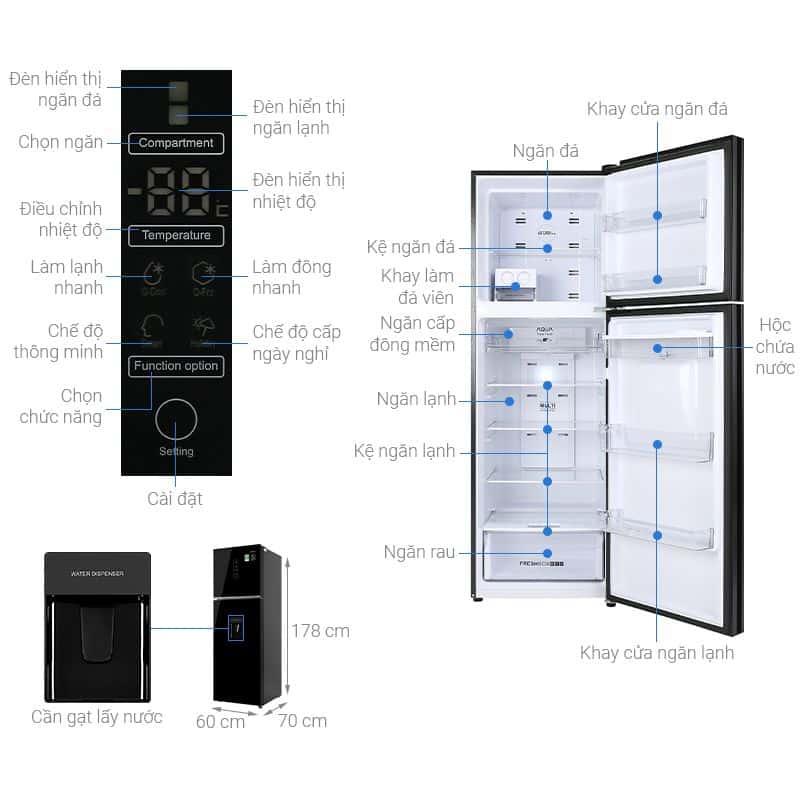 Tủ lạnh 2 cánh ngăn đá trên Inverter 347 lít Aqua AQR-T389FA(WGB) 5 Tủ lạnh 2 cánh ngăn đá trên Inverter 347 lít Aqua AQR-T389FA(WGB) - Ảnh 3
