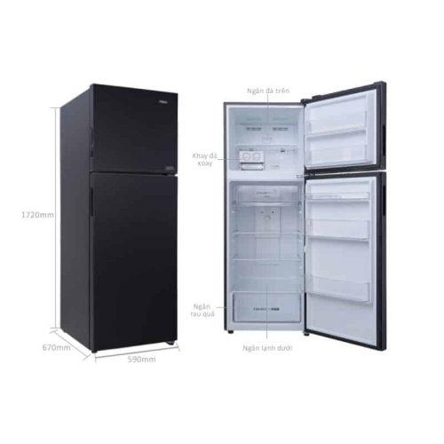kich thuoc tu lanh 2 canh ngan da tren inverter 357 lit aqua aqr t376fa fb