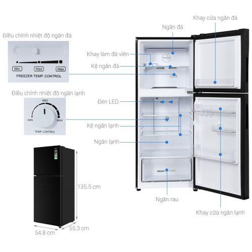 Tủ lạnh Aqua Inverter 189 lít AQR-T220FA(FB) 9 kich thuoc tu lanh aqua inverter 189 lit aqr t220fafb