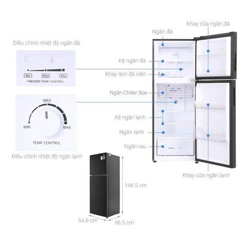 Tủ lạnh Aqua Inverter 211 lít AQR-T238FA(FB) 8 kich thuoc tu lanh aqua inverter 211 lit aqr t238fafb