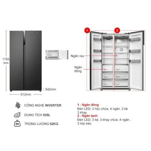 Tủ lạnh 2 cánh side by side 525 lít Hitachi HRSN9552DWDXVN 9 chi tiet tu lanh 2 canh side by side 525 lit hitachi hrsn9552dwdxvn