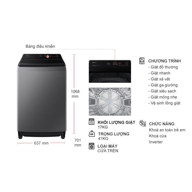 Máy Giặt Samsung Ecobubble Inverter 17 kg WA17CG6442BDSV cửa trên 6 Máy Giặt Samsung Ecobubble Inverter 17 kg WA17CG6442BDSV cửa trên - Ảnh 4