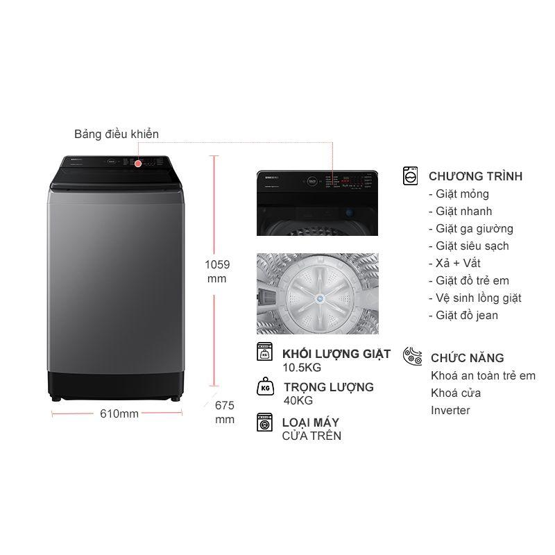 Máy giặt Samsung Inverter 10.5 kg WA10CG5745BDSV cửa trên 6 Máy giặt Samsung Inverter 10.5 kg WA10CG5745BDSV cửa trên - Ảnh 4