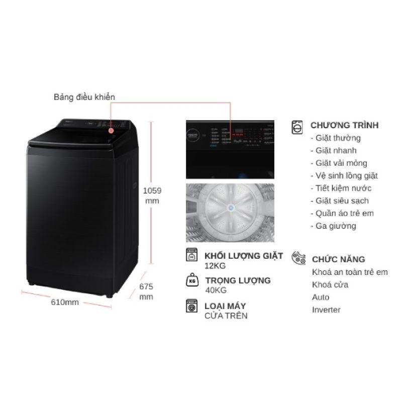 Máy Giặt Samsung Inverter 12 kg WA12CG5745BVSV cửa trên 6 Máy Giặt Samsung Inverter 12 kg WA12CG5745BVSV cửa trên - Ảnh 4