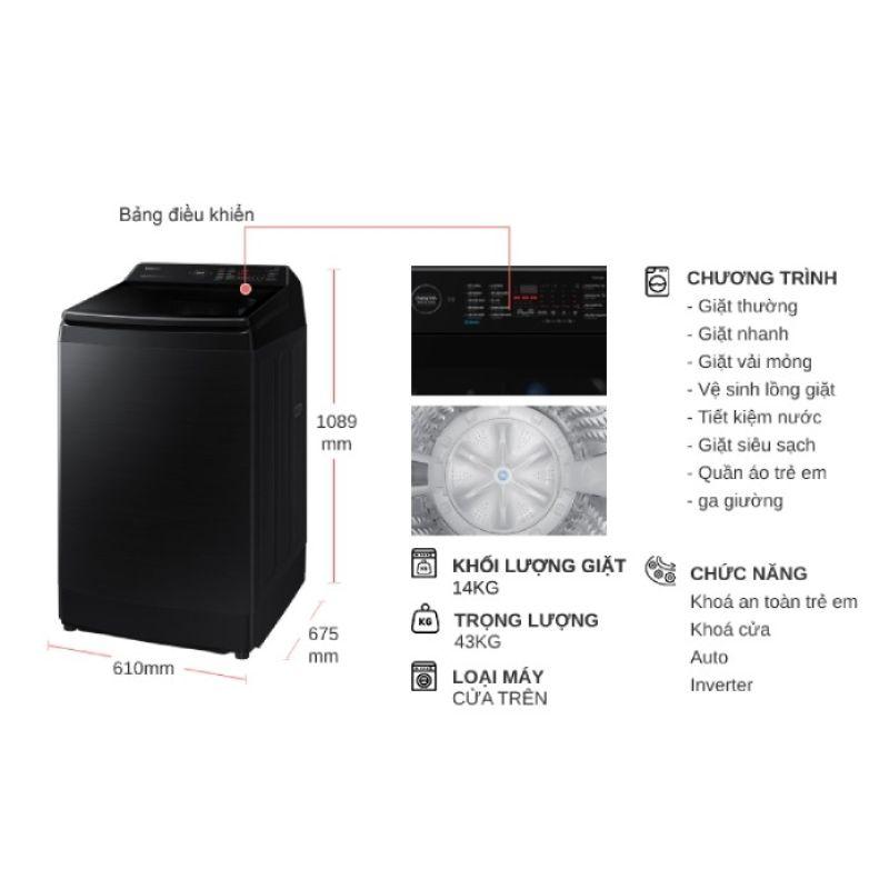 Máy Giặt Samsung Inverter 14 kg WA14CG5745BVSV cửa trên 6 Máy Giặt Samsung Inverter 14 kg WA14CG5745BVSV cửa trên - Ảnh 4