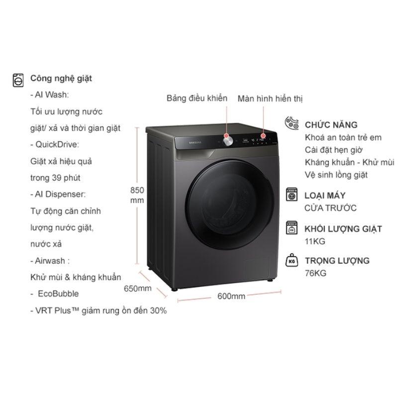 Máy Giặt Sấy Samsung Inverter AI Giặt 11 Kg - Sấy 7 Kg WD11T734DBX/SV 7 Máy Giặt Sấy Samsung Inverter AI Giặt 11 Kg - Sấy 7 Kg WD11T734DBX/SV - Ảnh 5