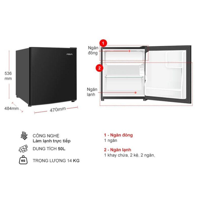 Tủ Lạnh 1 cánh mini 50 Lít Aqua AQR-D60FA(BS) 5 Tủ Lạnh 1 cánh mini 50 Lít Aqua AQR-D60FA(BS) - Ảnh 3