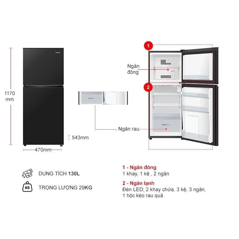Tủ Lạnh 2 cánh 130 Lít Aqua AQR-T160FA(BS) 5 Tủ Lạnh 2 cánh 130 Lít Aqua AQR-T160FA(BS) - Ảnh 3