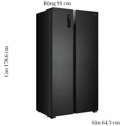 Tủ Lạnh 2 cánh side by side Inverter 519 Lít Hisense HS56WF 7 kich thuoc tu lanh 2 canh side by side inverter 519 lit hisense hs56wf