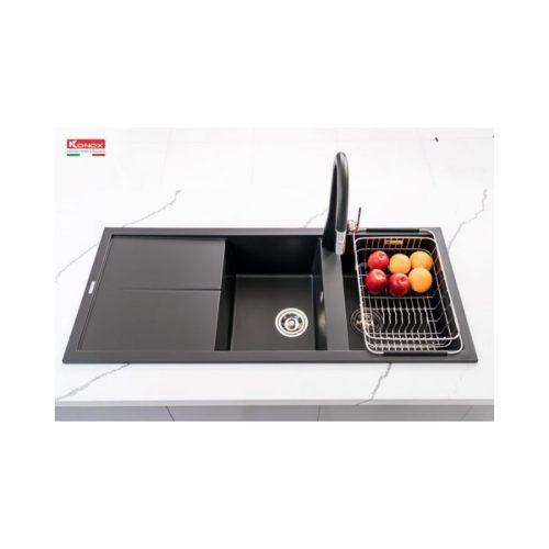 chau rua bat konox granite livello smart 1160 black 3