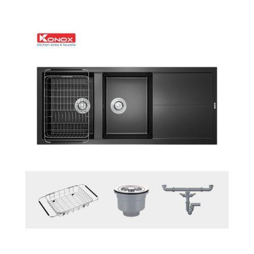 chau rua bat konox granite livello smart 1160 black 5