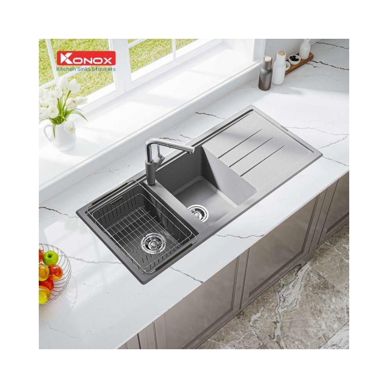 Chậu rửa bát Konox Granite Phoenix 1160 - Grey 4 Chậu rửa bát Konox Granite Phoenix 1160 - Grey - Ảnh 2