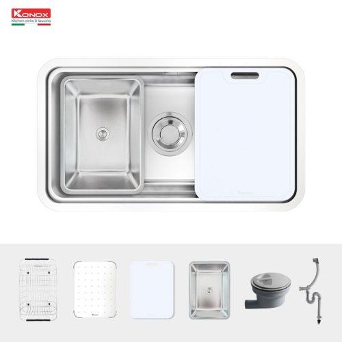 chi tiet chau rua bat inox 1 ho konox kn8347su dekor