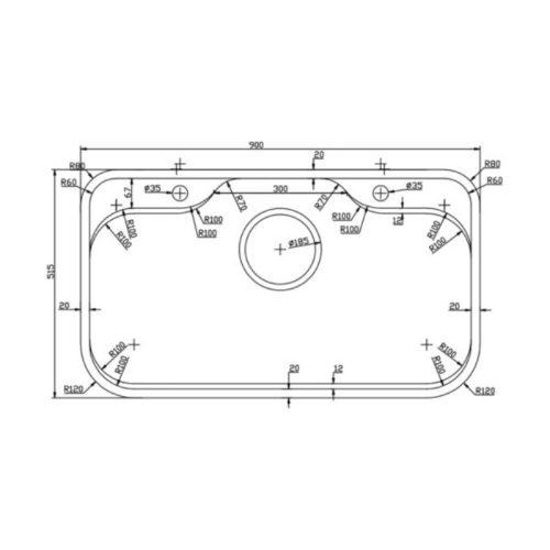 Chậu rửa bát Konox TARI 9051SM 9 Kích thước chậu rửa bát Konox TARI 9051SM