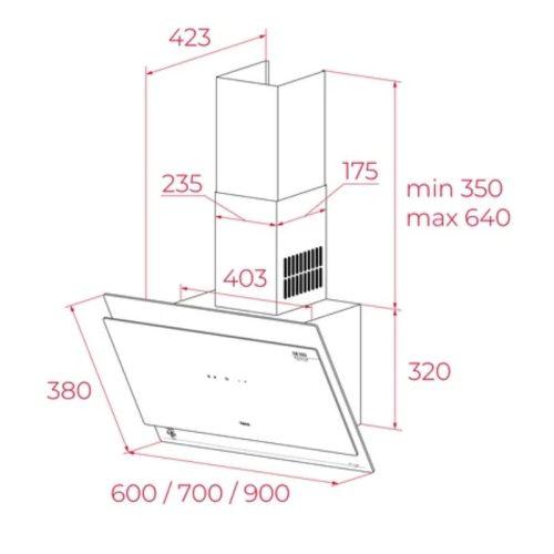Máy hút mùi áp tường Teka DVT 68660 TOS VG 9 kich thuoc may hut mui ap tuong teka dvt 68660 tos vg