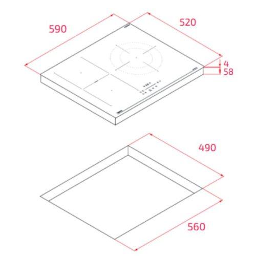 Bếp từ 3 vùng nấu Teka IBC 63110 SCG BK 112520054 5 kich thuoc bep tu 3 vung nau teka ibc 63110 scg bk 112520054