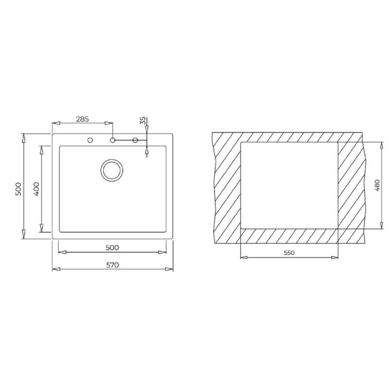 Chậu đá lắp nổi 1 hộc rửa Teka FORSQUARE 50.40 TG 115230005 4 Chậu đá lắp nổi 1 hộc rửa Teka FORSQUARE 50.40 TG 115230005 - Ảnh 2