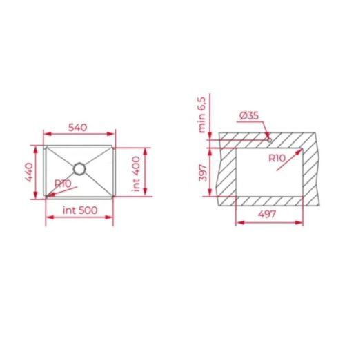 Chậu rửa chén Teka Bex Linea 50.40 115010018 6 kich thuoc chau rua chen teka bex linea 50 40 115010018