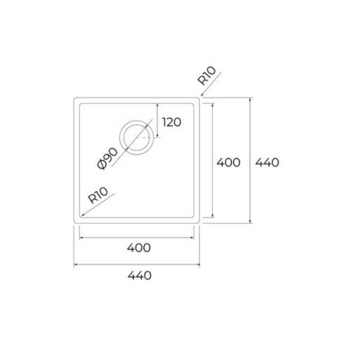 Chậu rửa chén Teka BX R10 40.40 115010038 8 kich thuoc chau rua chen teka bx r10 40 40 115010038