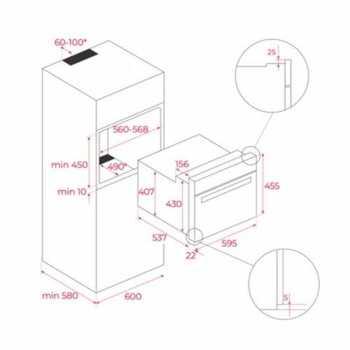 Lò hấp kết hợp nướng Teka HLC 8470 SC BK 111230013 8 kich thuoc lo hap ket hop nuong teka hlc 8470 sc bk 111230013