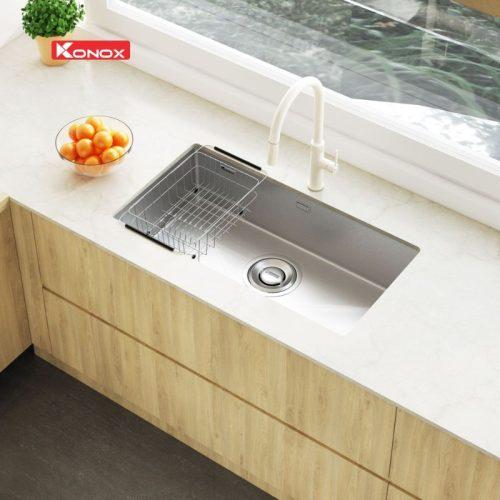 Chậu rửa bát inox 1 hố Konox TARI 870SM 9 hinh anh chau rua bat inox 1 ho konox tari 870sm