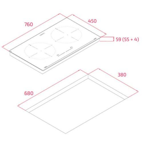 Bếp từ 2 vùng nấu Teka IZC 76220 SCG BK 112510053 4 kich thuoc bep tu 2 vung nau teka izc 76220 scg bk 112510053