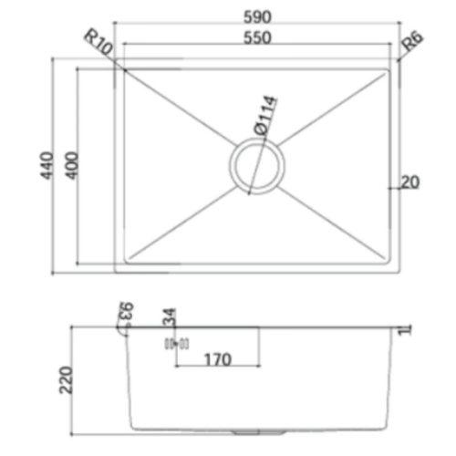 Chậu rửa bát Teka BEX LINEA 55.40 115010019 6 kich thuoc chau rua bat teka bex linea 55 40 115010019