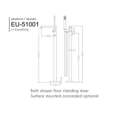 Vòi sen tắm gắn bồn EuroKing EU-51001 4 kich thuoc voi sen tam gan bon euroking eu 51001 2 1