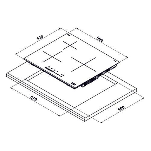 Bếp từ 3 vùng nấu Hafele HC-I6035B 533.09.961 6 size bep tu hafele 533.09.961