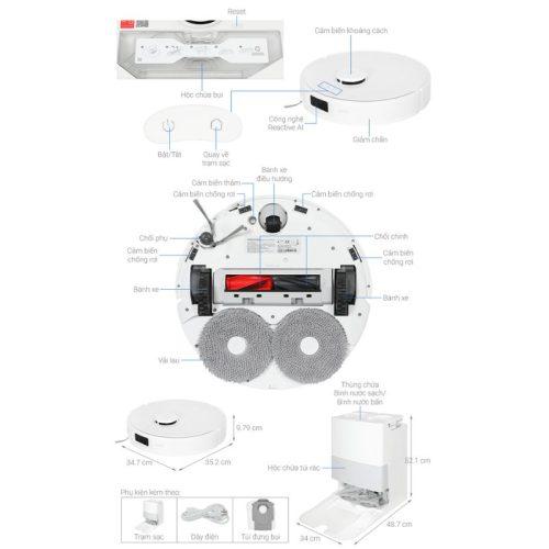 size robot hut bui lau nha roborock q revo 5v1 trang