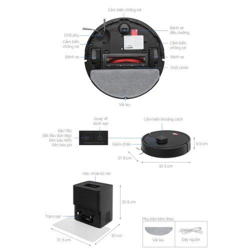 size robot hut bui lau nha roborock q7 tf plus
