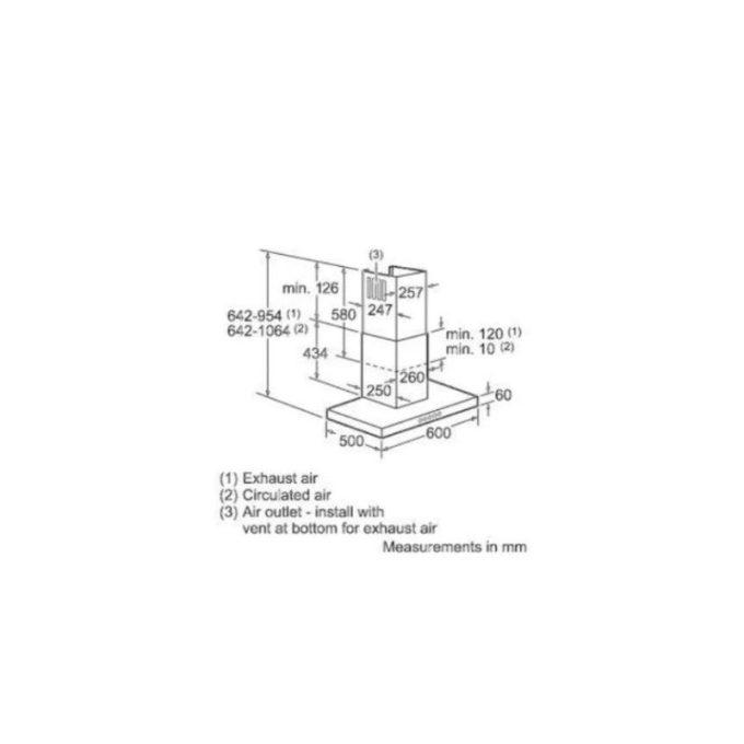 Kích thước của Máy hút mùi Bosch DWB06W650