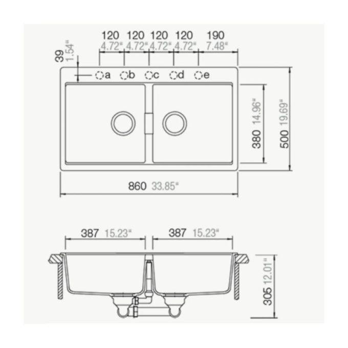 KÍCH THƯỚC CHẬU RỬA CHÉN BÁT BOSCH HMH.HORIZONT N200