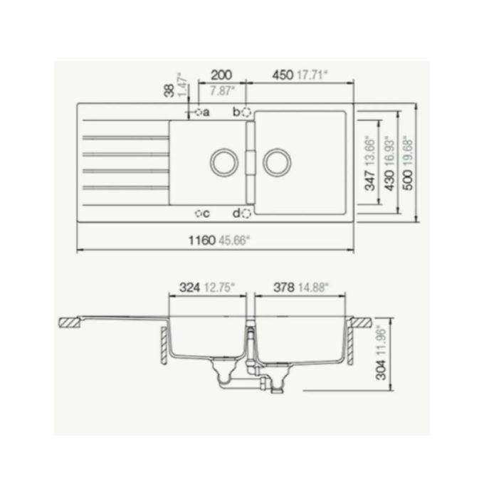 Chậu rửa chén bát Bosch HMH.SIGNUS D-200 màu đen xám