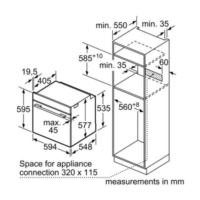 kích thước Lò nướng Bosch HBG655BS1