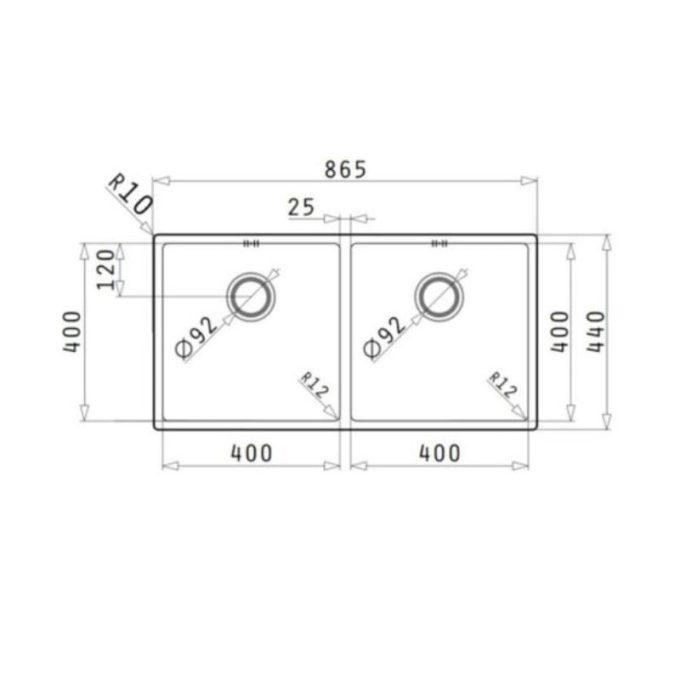 kích thước của Chậu rửa bát Bosch ASTRIS 2B