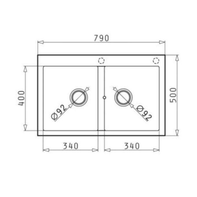 kích thước của Chậu rửa bát Bosch Pyragranite Alazia 2B